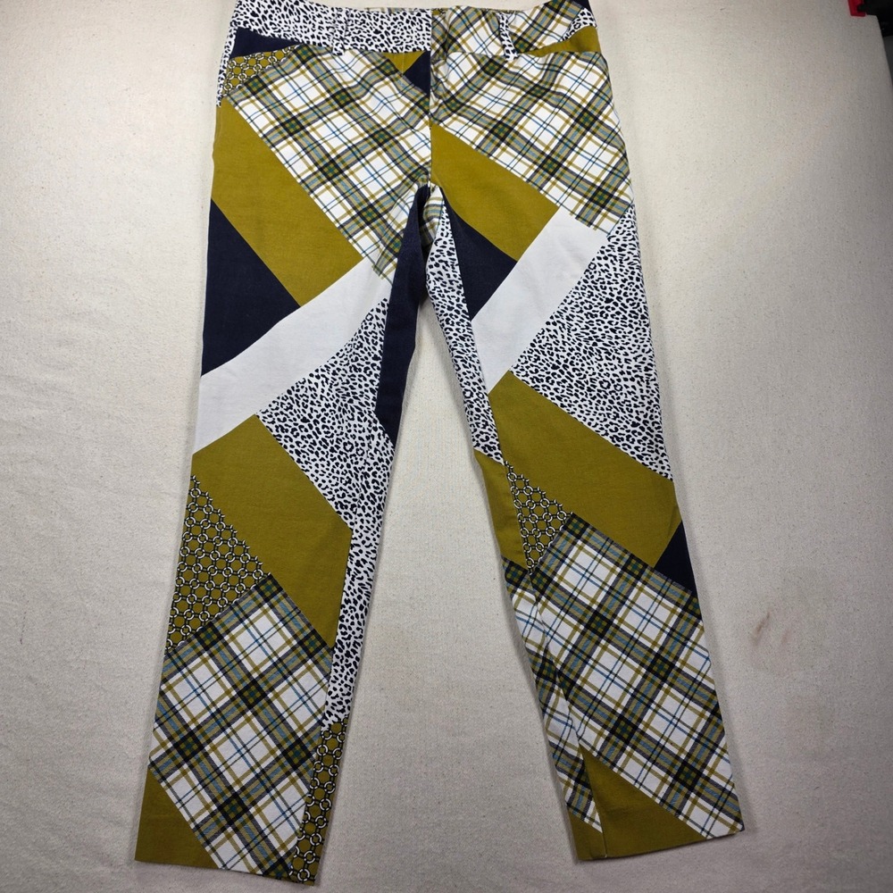 7th Avenue New York & Company Patchwork Plaid Leopard Ankle Pants Size 6